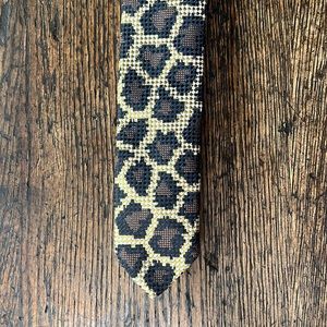 Dries Van Noten leopard print tie in black, brown and gold. Never Been worn